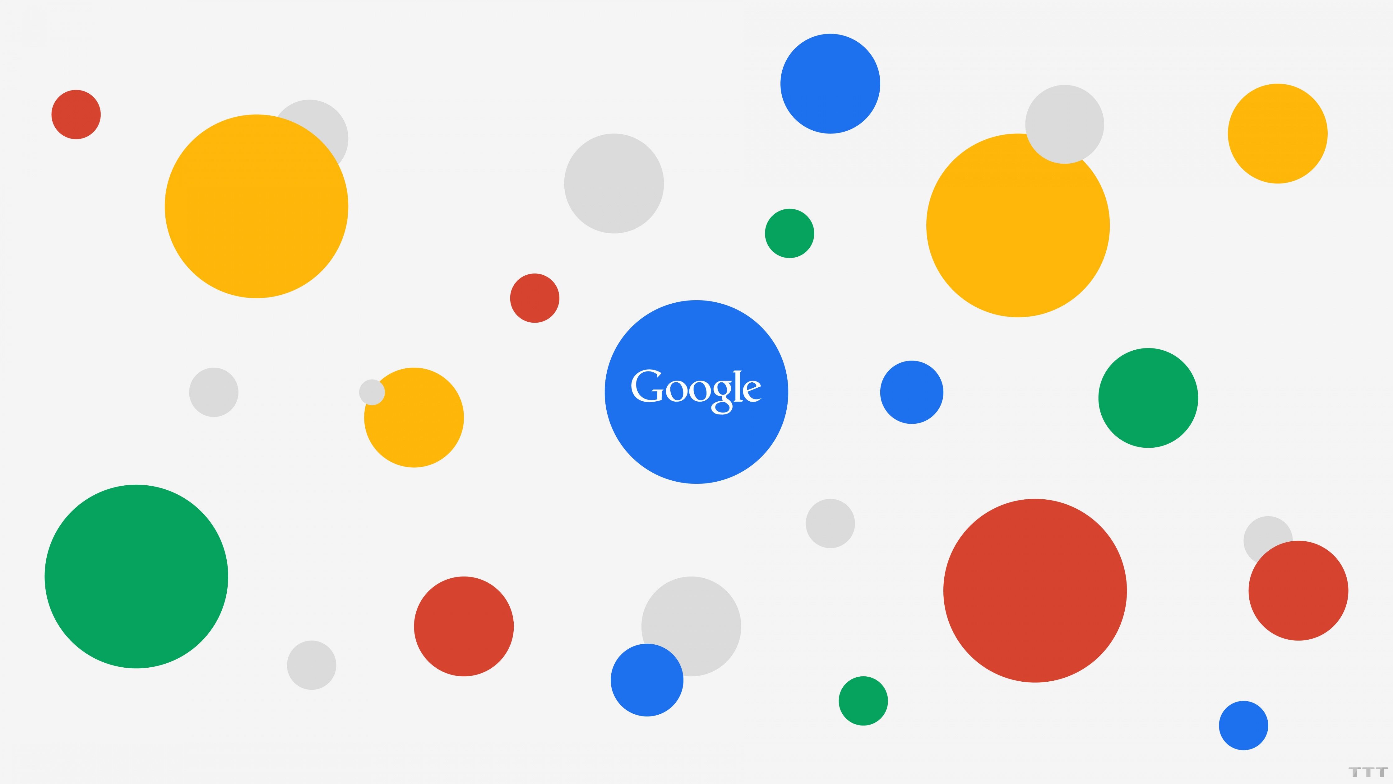 Google, Google-Logo, Bunte Punkte, Weiß Hintergrund, 4K Wallpaper