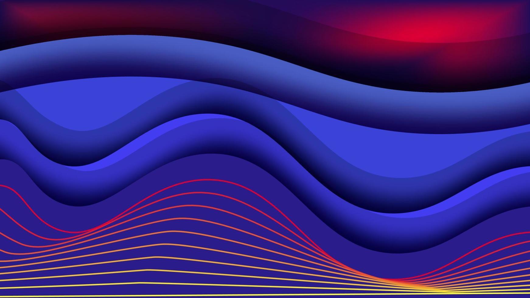 Papierschnitt-Wellen, Blau-lila, Schichten, Rote Linien, HD, PC-Hintergrundbild