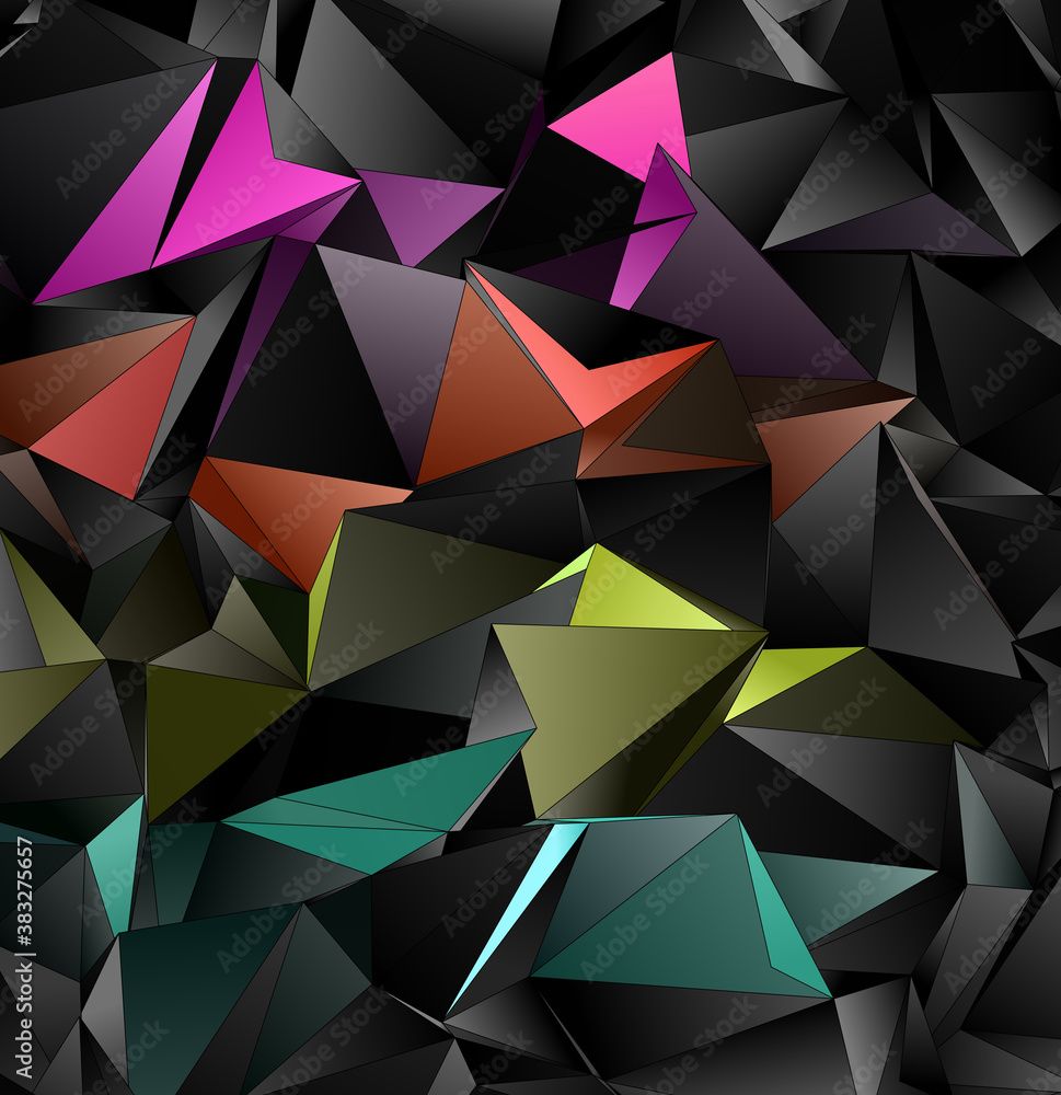 Polygone, Dreiecke, Bunt, Dunkel, Facetten, Hintergrundbild für iPad und Tablet