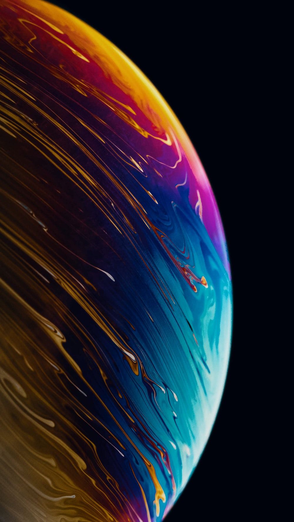 Planet, Abstrakt, Regenbogenfarben, Schwarz Hintergrund, Sperrbildschirm fürs iPhone