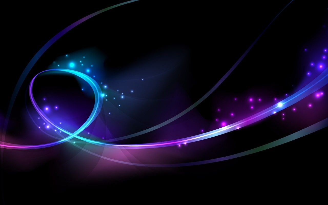 Lichtspuren, Neonbögen, Schwarzer Hintergrund, Bokeh, Lila, HD Wallpaper