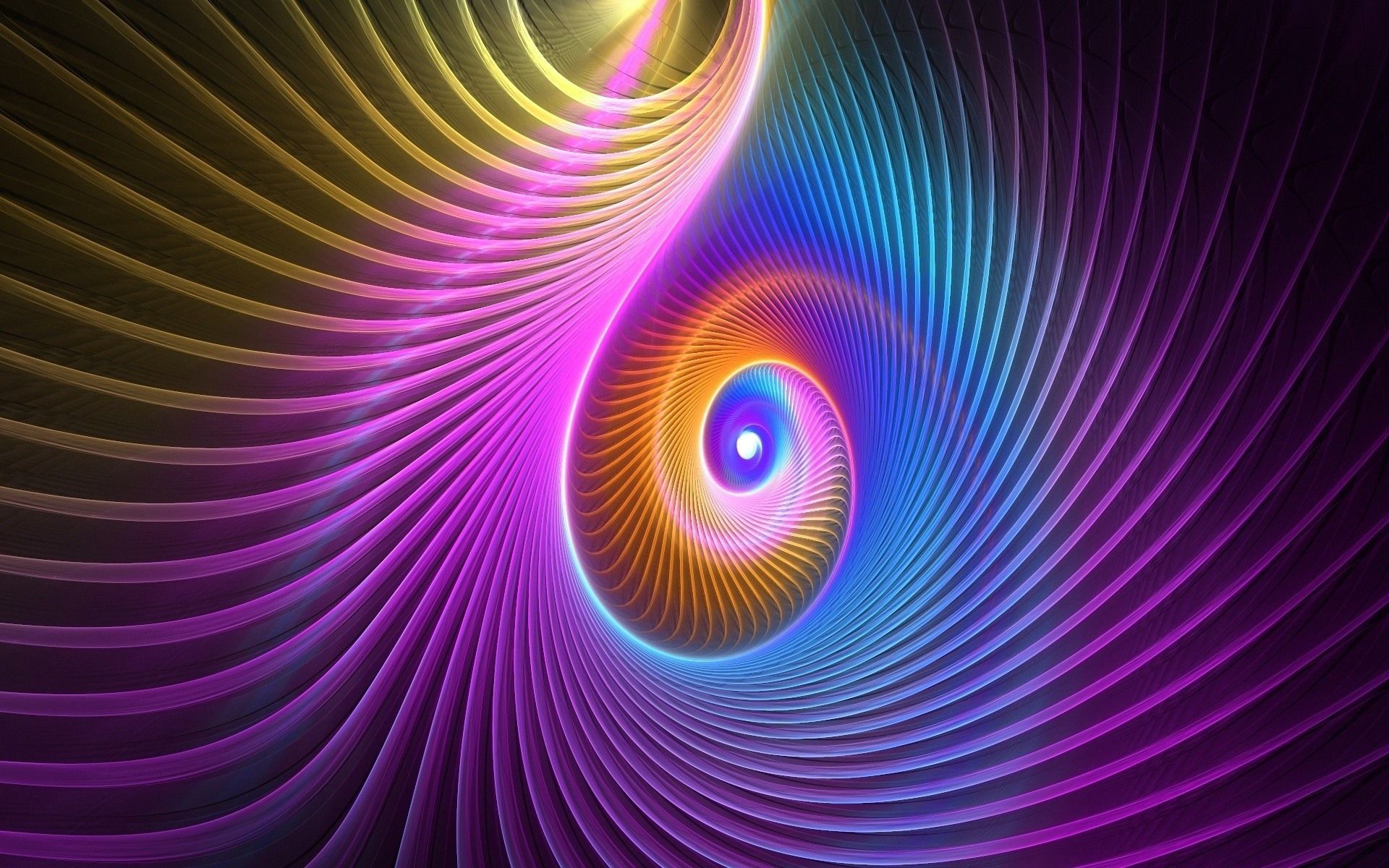 Fraktalspirale, Neonfarben, Pink-orange, Digitale Kunst, Full HD, Desktop-Hintergrund