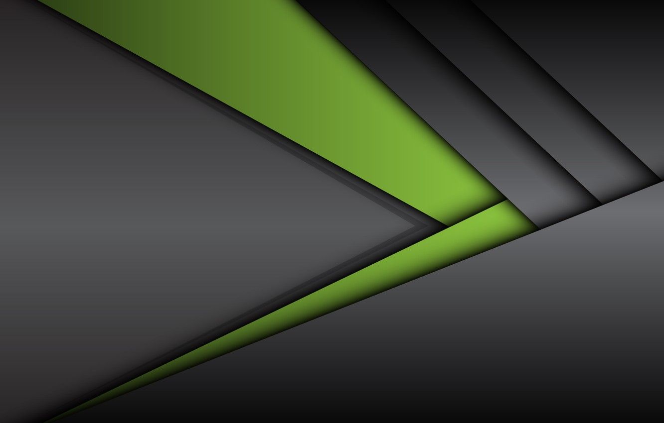 Material Design, Grün-grau, Schichten, Dreiecke, HD, Hintergrund für den Desktop