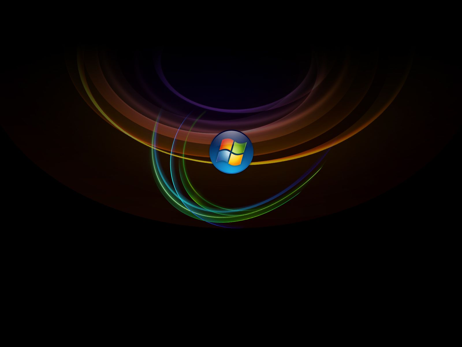 Windows-Logo, Windows Vista, Lichtbögen, Schwarzer Hintergrund, HD Wallpaper
