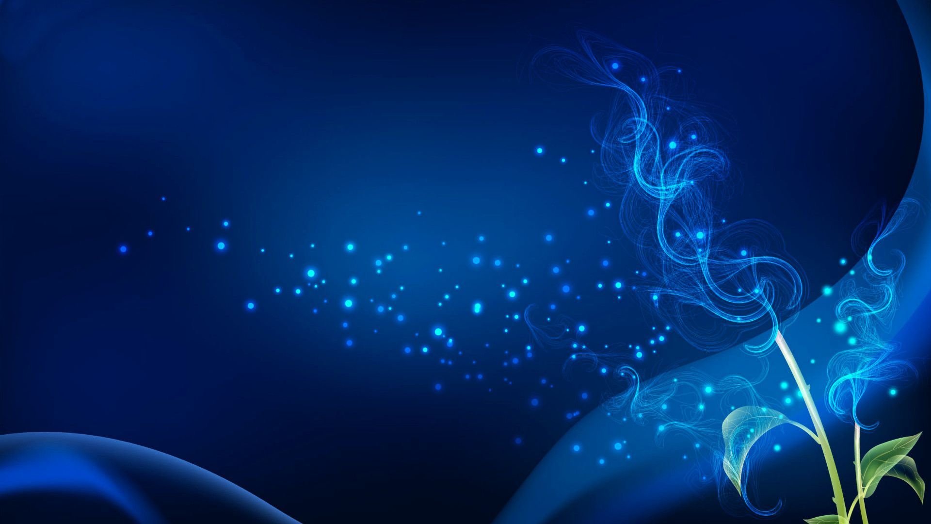 Florale Ornamente, Blau, Lichtpunkte, Dunkelblau, Vektorgrafik, Full HD, Windows-Hintergrundbild