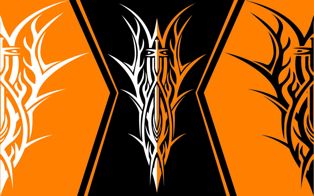 Tribal-Muster, Orange-schwarz, Symmetrie, Grafik, Hintergrund