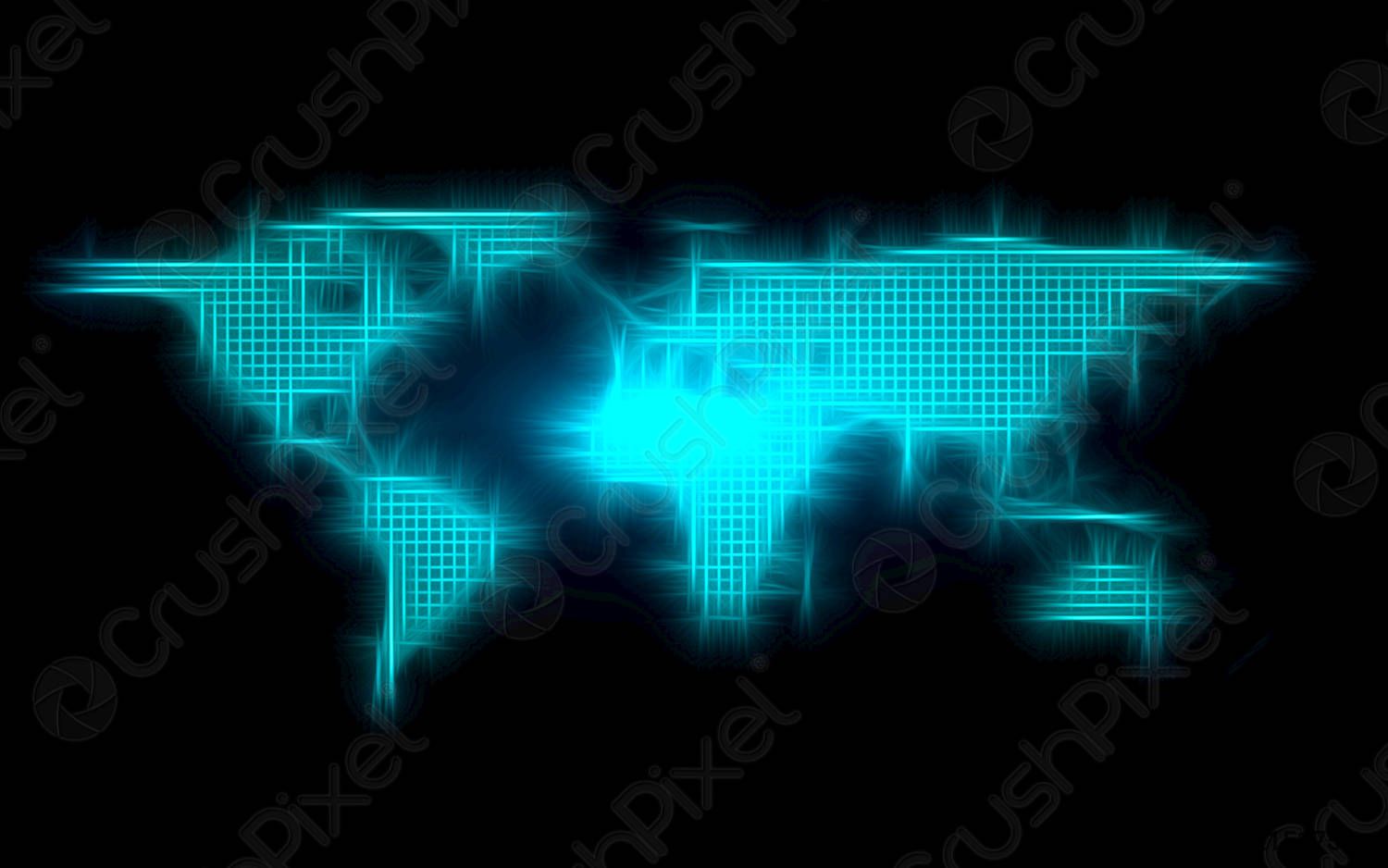 Weltkarte, Neon-Türkis, Leuchtend, Schwarzer Hintergrund, HD Wallpaper
