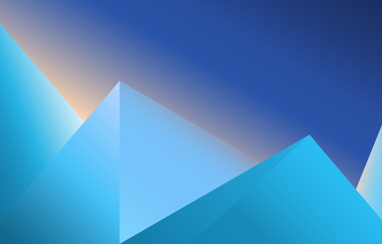 Pyramiden, Low Poly, Blau, Farbverlauf, Minimalismus, HD, Hintergrund für den Desktop