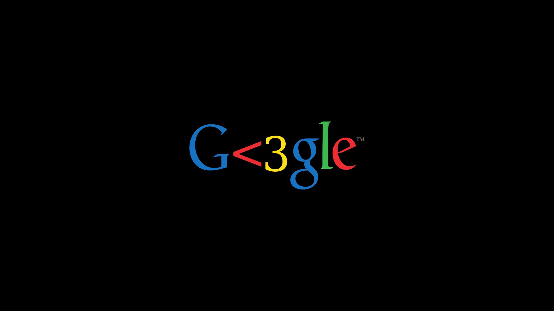 Google, Logo, Herz, Schwarz Hintergrund, Humor, Full HD Wallpaper