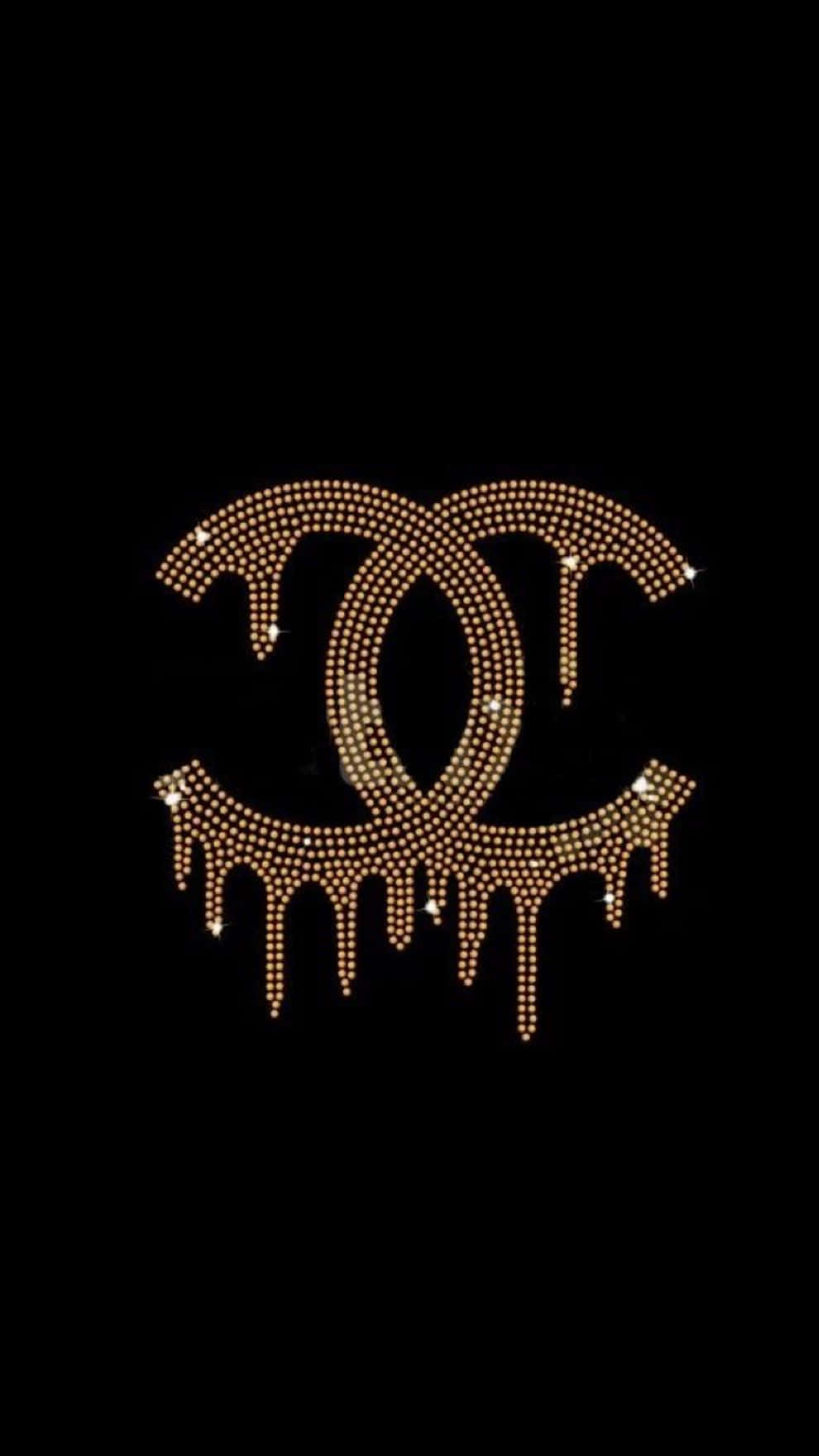 Chanel, Chanel-Logo, Tropfeffekt, Gold, Schwarzer Hintergrund, Sperrbildschirm fürs iPhone