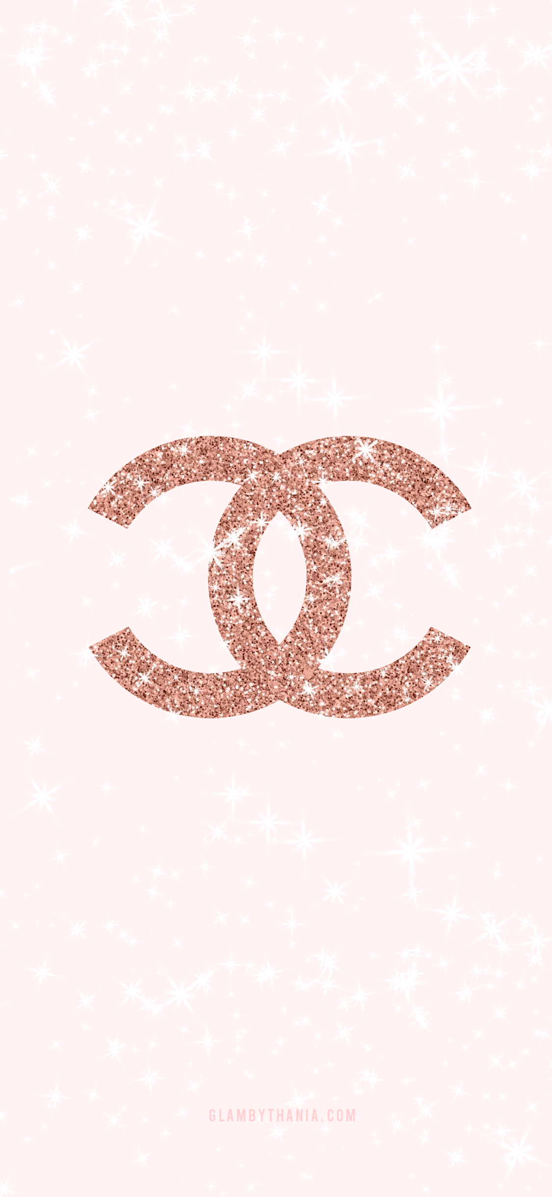 Chanel, Chanel-Logo, Roségold, Glitzer, Hellrosa, Full HD, Sperrbildschirm fürs iPhone