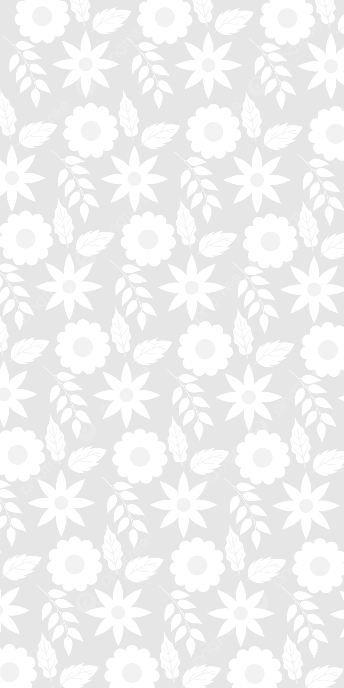Blumenmuster, Hellgrau, Weiß, Spitzenoptik, Hochformat, Hintergrundbild fürs Smartphone