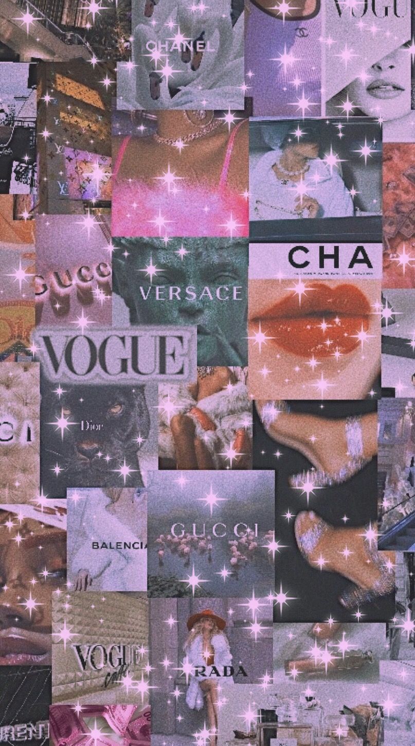 Collage, Vogue, Chanel, Mode-Ästhetik, Glitzer, HD, Sperrbildschirm fürs iPhone