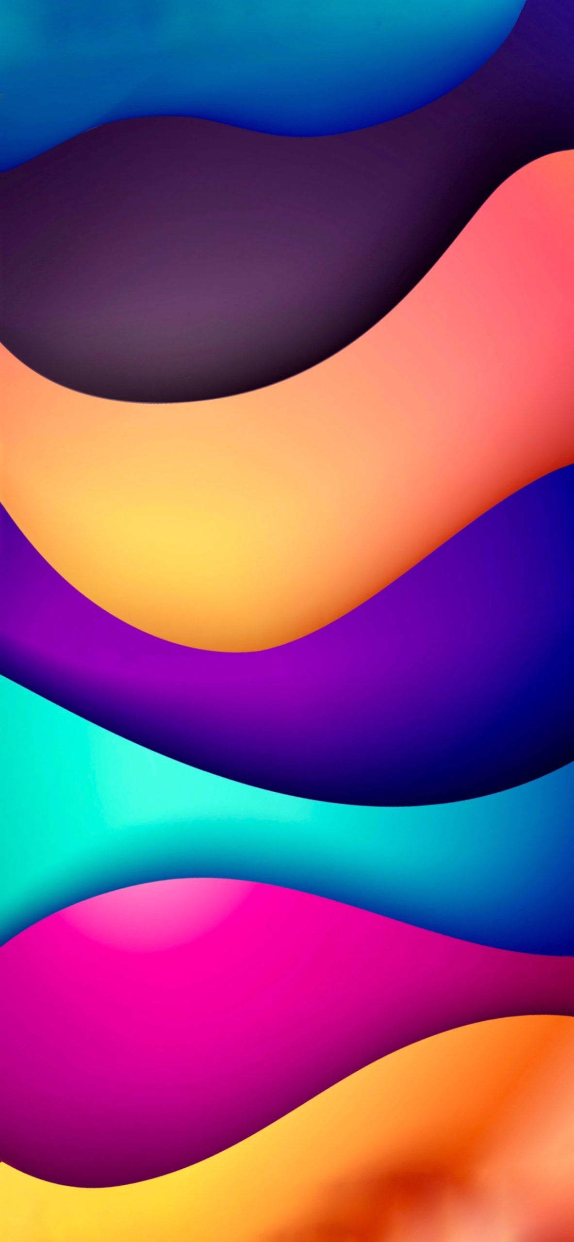 Wellen, Bunte Schichten, Farbverlauf, 3D-Look, Full HD, Handy-Hintergrund im Hochformat