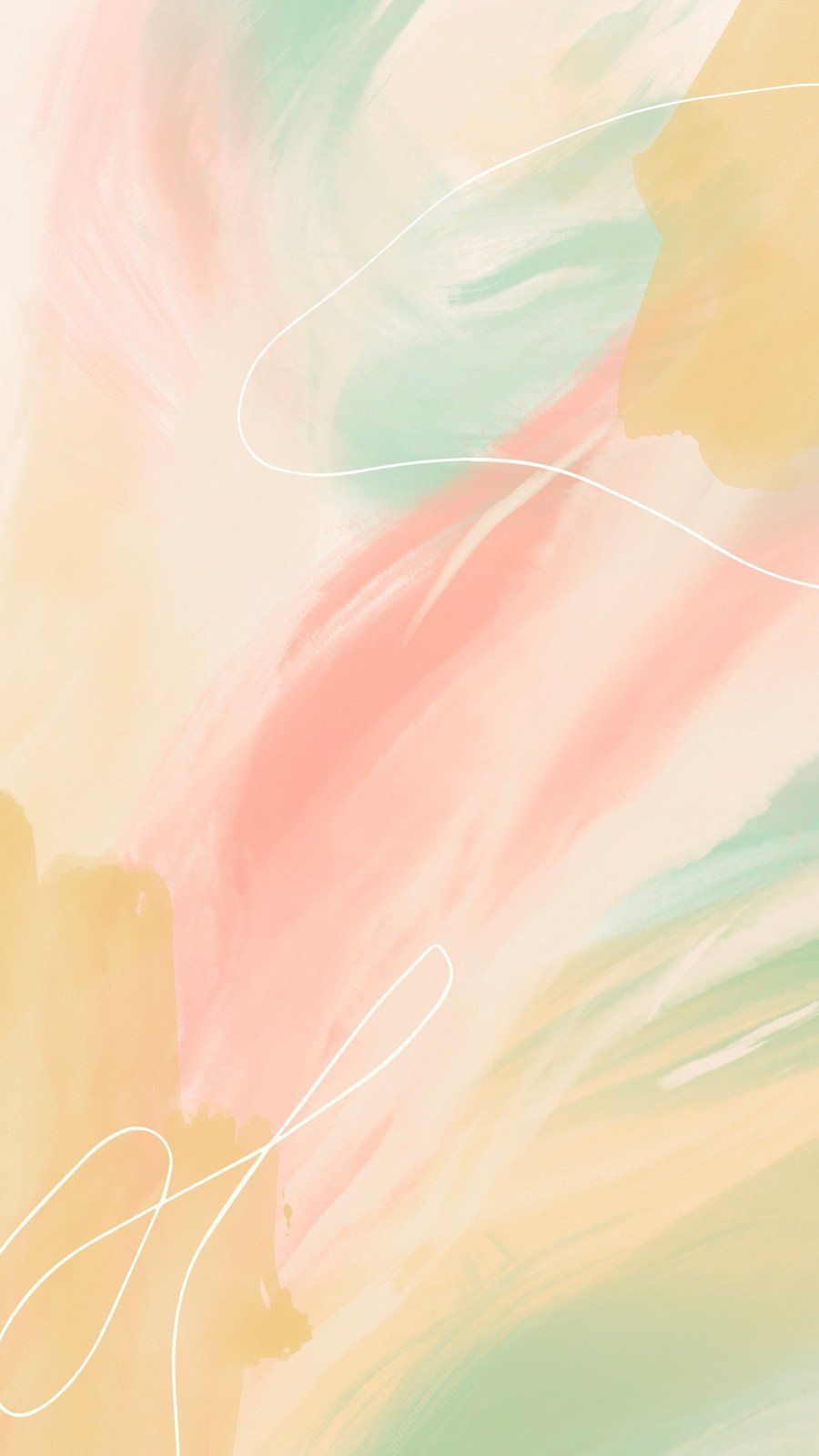 Aquarell, Pastellfarben, Pinselstriche, Pfirsich-grün, HD, Sperrbildschirm fürs iPhone