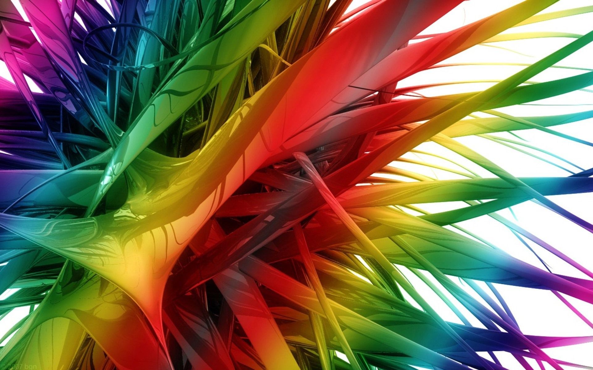 Regenbogenfarben, Spitze Formen, 3D-Render, Bunt, Explosion, Full HD, MacBook-Hintergrundbild