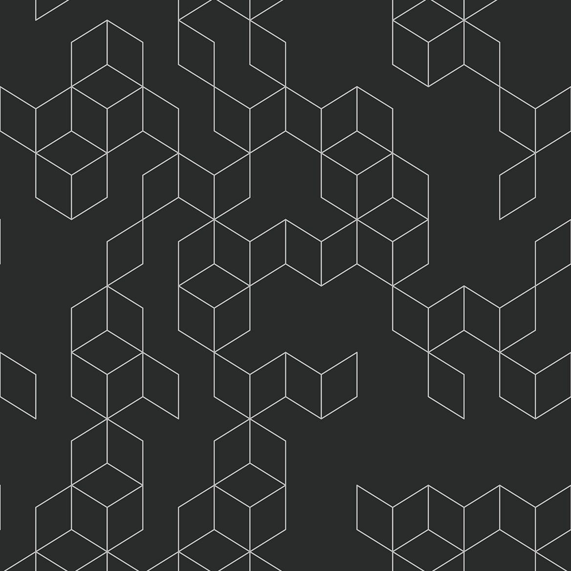 Würfelmuster, Linien, Dunkelgrau, Geometrisch, Hintergrundbild für iPad und Tablet