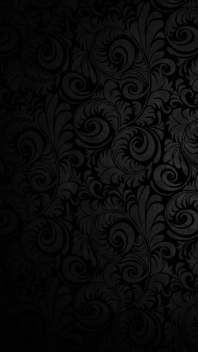 Barock-Muster, Schwarz, Damast, Ornamente, HD, Handy-Hintergrund im Hochformat