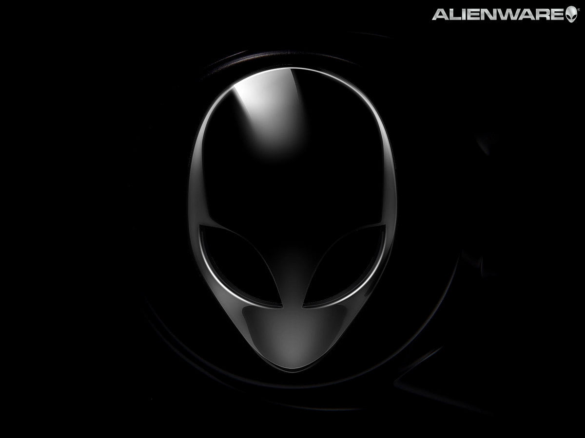 Alienware, Alienware-Logo, Alien-Kopf, Schwarz, Chrom, Hintergrundbild für iPad und Tablet