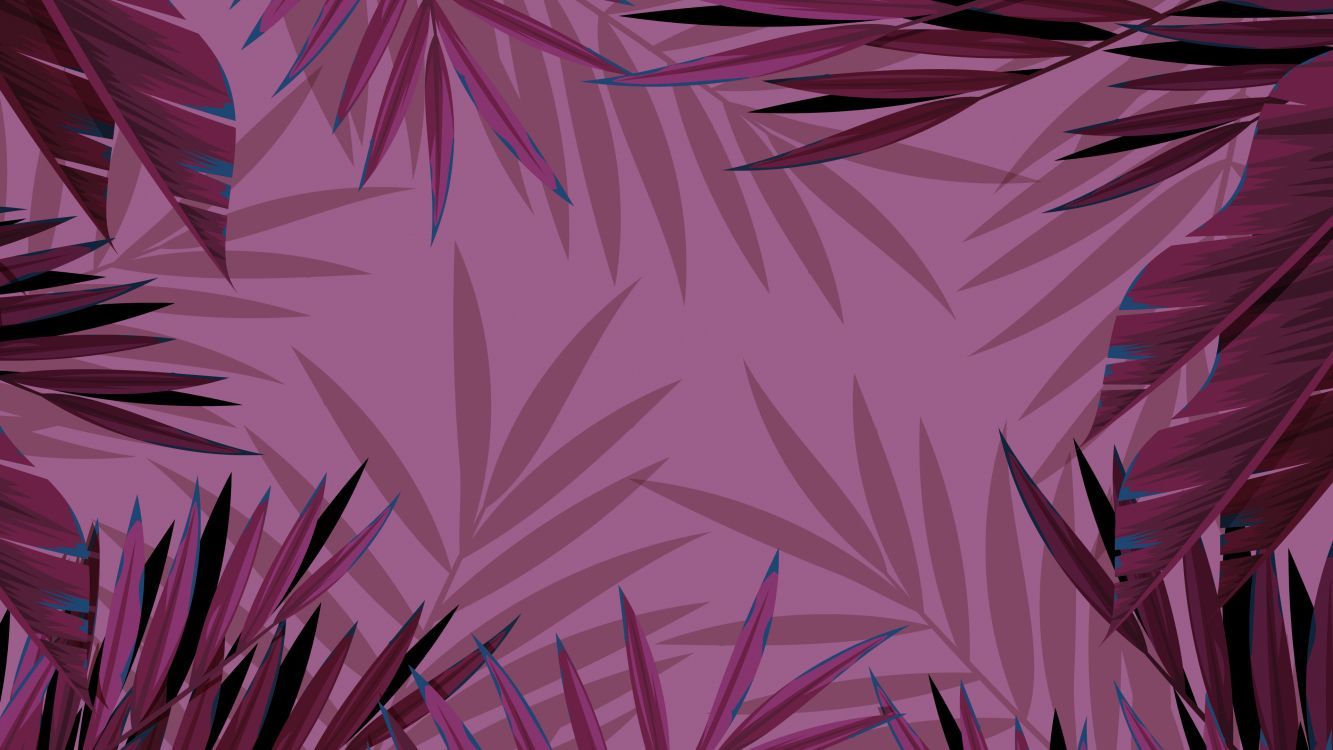 Palmblätter, Lila, Rahmen, Tropisch, 16:9, HD-Hintergrundbild für den Desktop