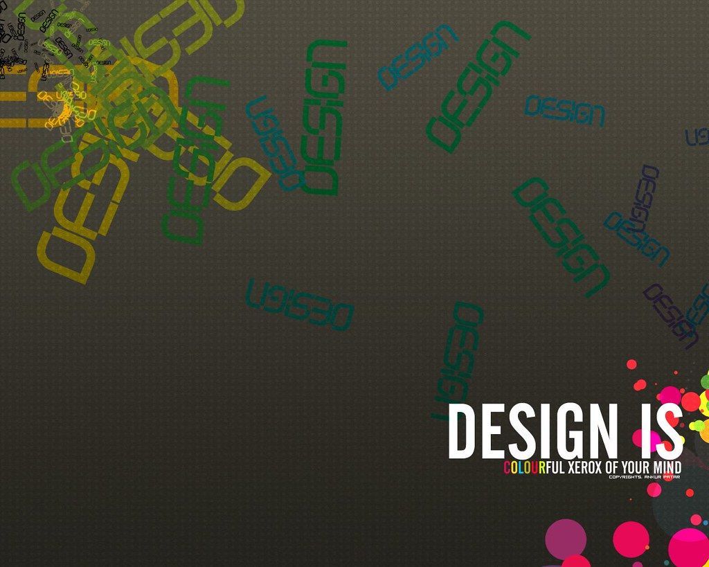 Design is, Typografie, Bunte Schriftzüge, Dunkel, Hintergrundbild
