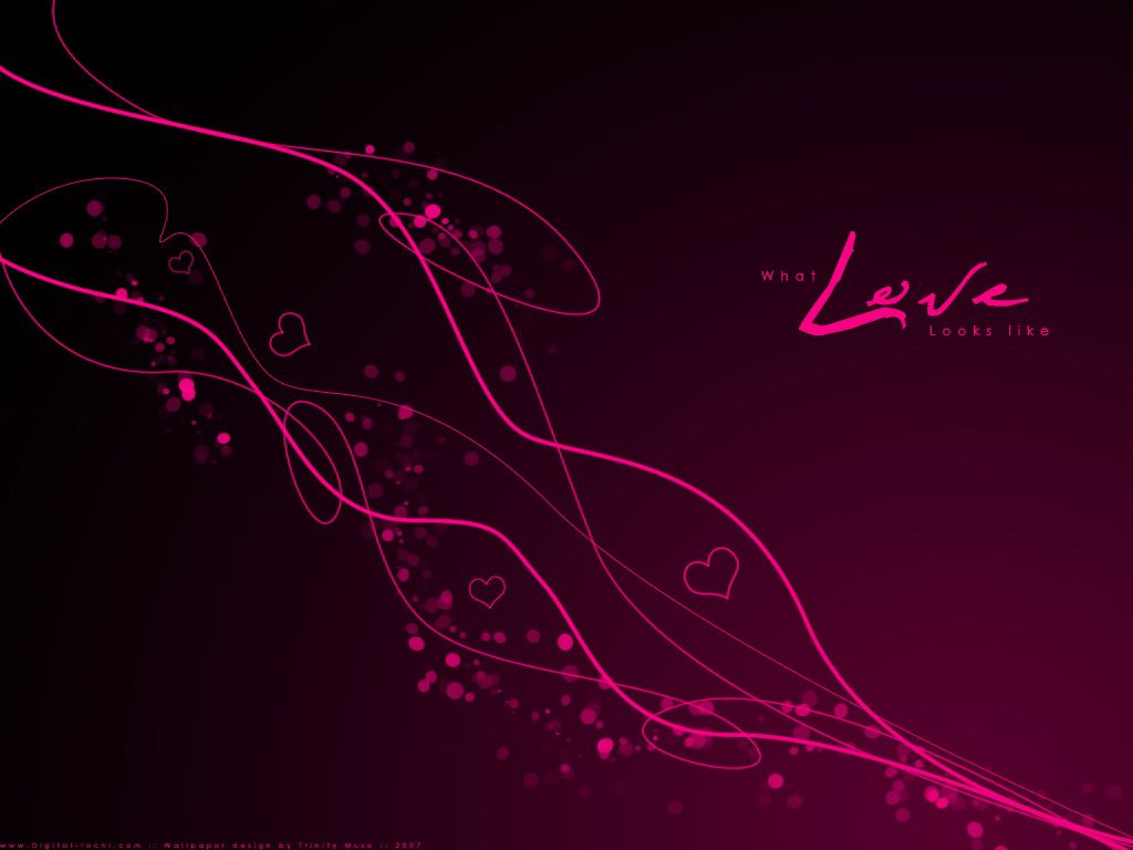 Love, Pink-Linien, Herzen, Dunkelrot, Schriftzug, Hintergrundbild für iPad und Tablet