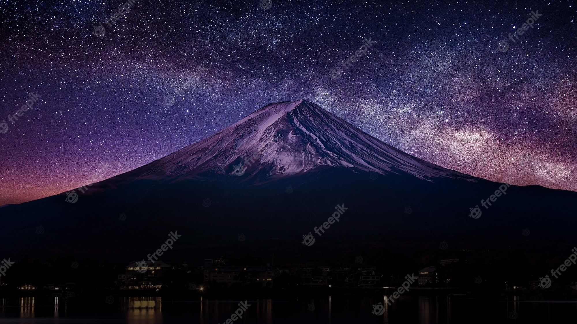 Fuji, Japan, Vulkan, Sternenhimmel, Nacht, 16:9, Full-HD-Hintergrundbild für den Desktop