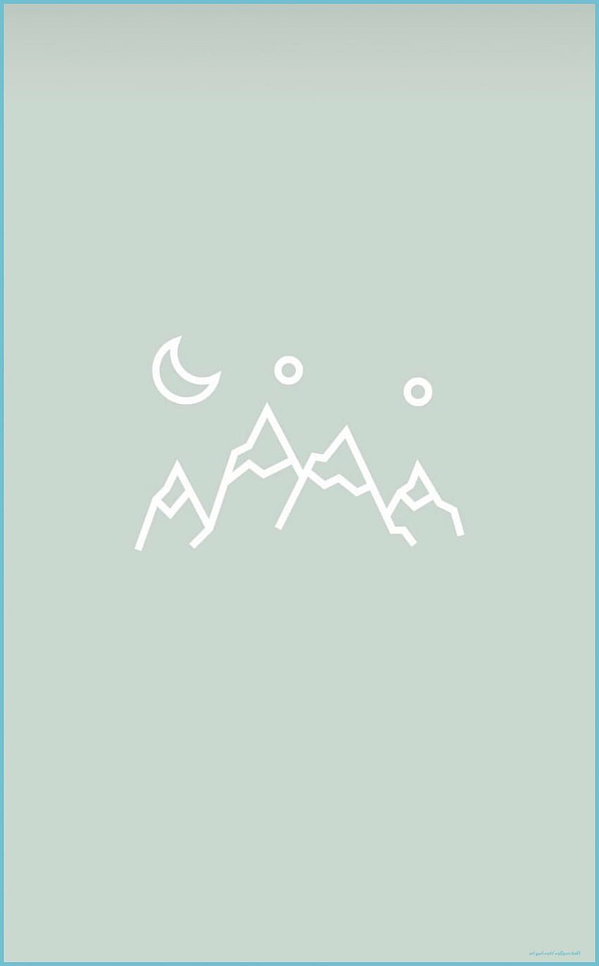 Berge, Linienzeichnung, Mond, Minimalistisch, Salbeigrün, HD, Handy-Hintergrund