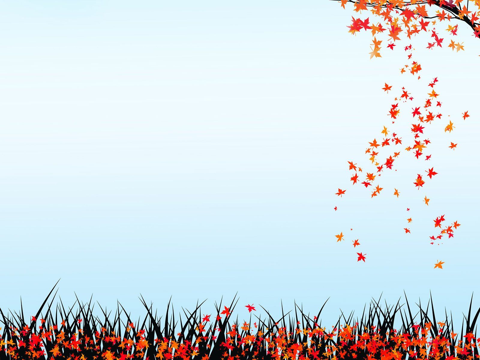 Herbstlaub, Rote Blätter, Gras, Hellblauer Himmel, HD, iPad-Hintergrundbild