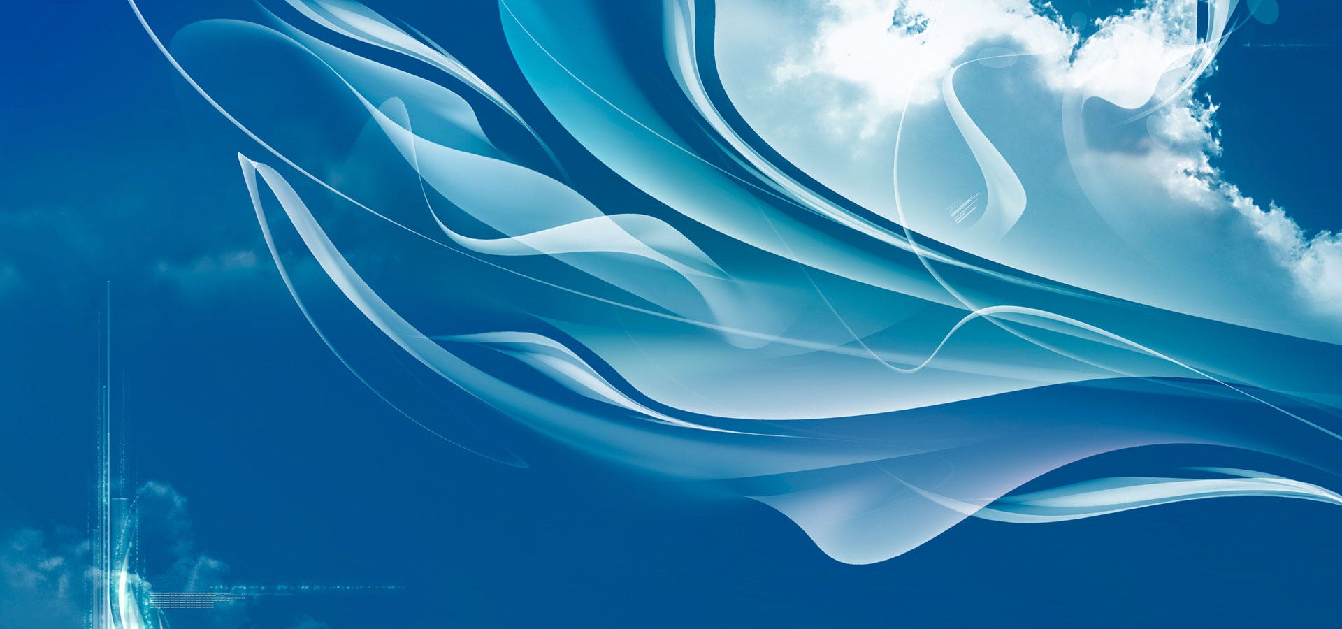Blaue Wellen, Wolken, Himmel, Abstrakt, Full HD, Desktop-Hintergrund für Windows