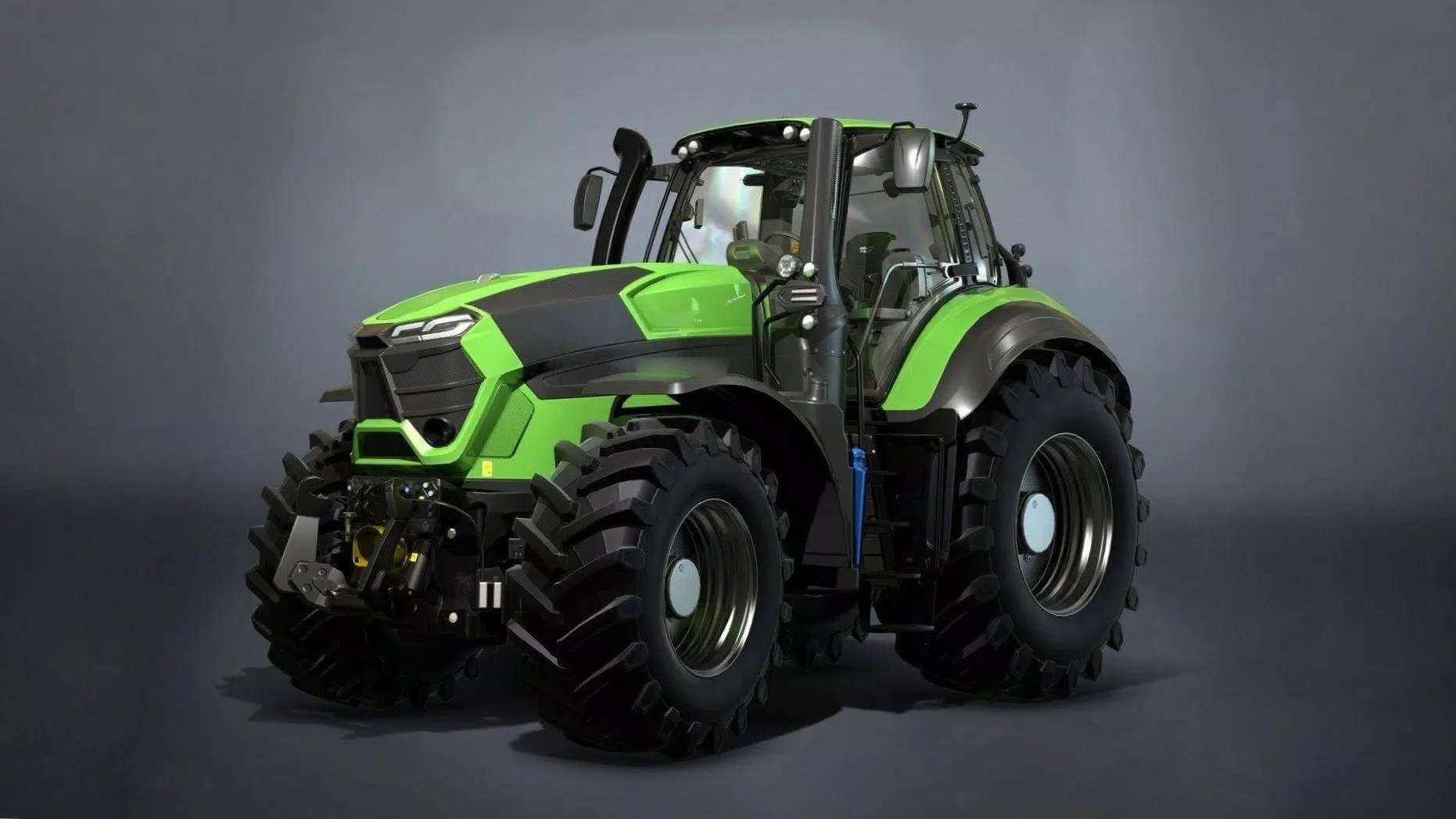 Deutz-Fahr Serie 9, Deutz-Fahr, Traktor, Grauer Hintergrund, Studioaufnahme, HD Wallpaper