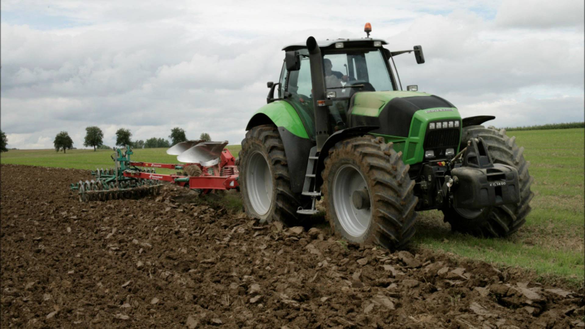 Deutz-Fahr, Traktor, Pflug, Acker, Bodenbearbeitung, Full HD 1080p, Desktop-Hintergrundbild