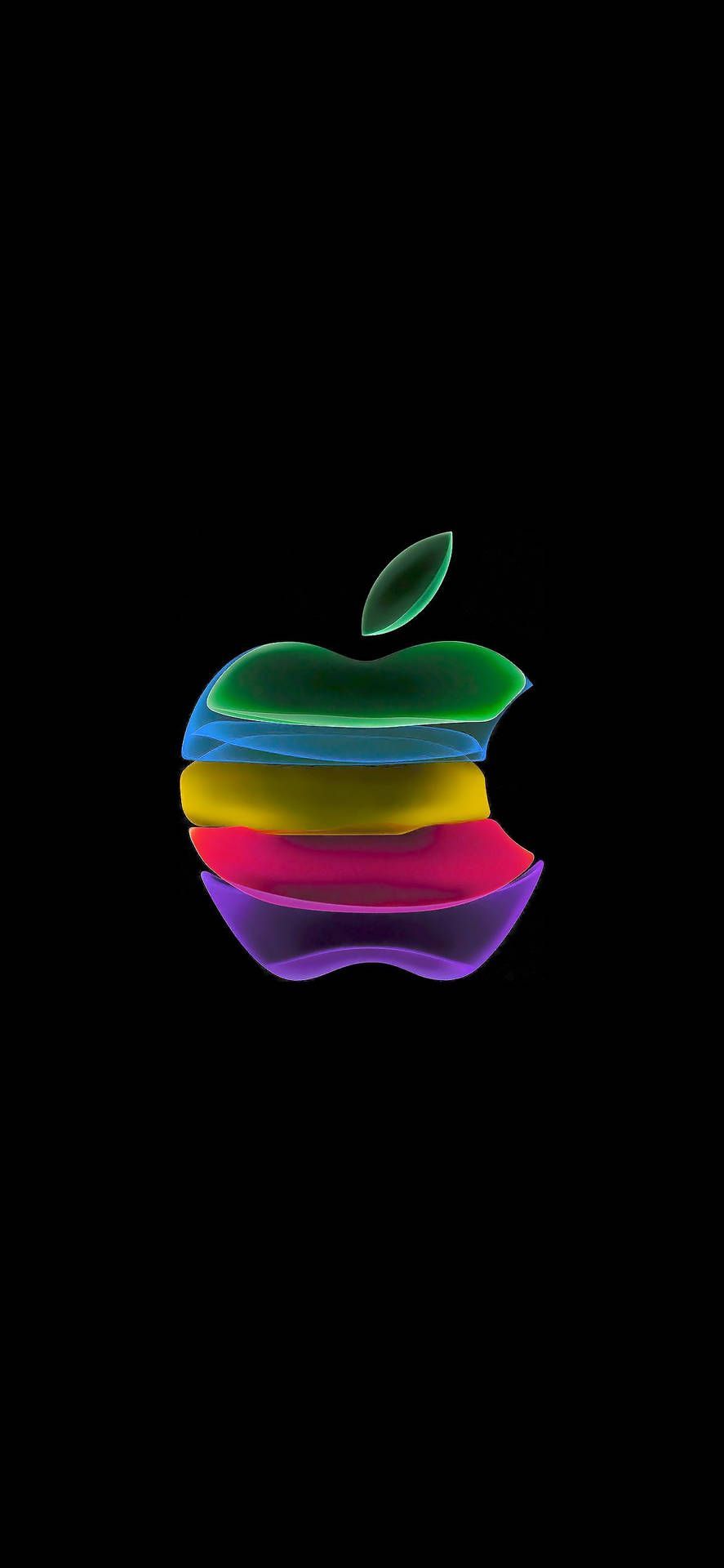 Apple-Logo, Regenbogenfarben, Schwarzer Hintergrund, 3D, Sperrbildschirm fürs iPhone
