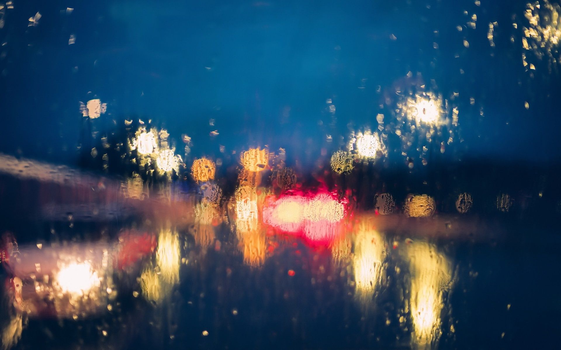 Regentropfen, Bokeh, Autolichter, Nacht, Fensterscheibe, Full HD, Laptop-Hintergrundbild