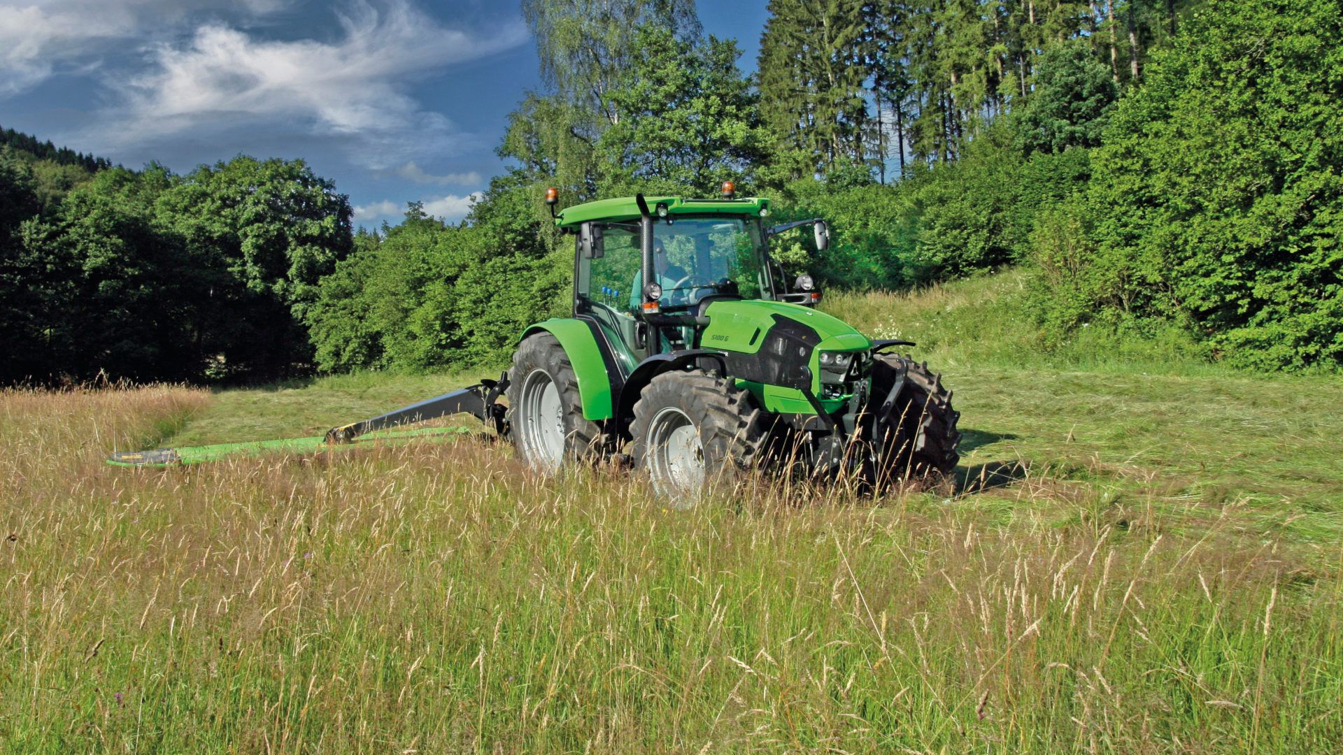 Deutz-Fahr, Traktor, Mähwerk, Wiese, Sommer, Full HD, Desktop-Hintergrund für Windows