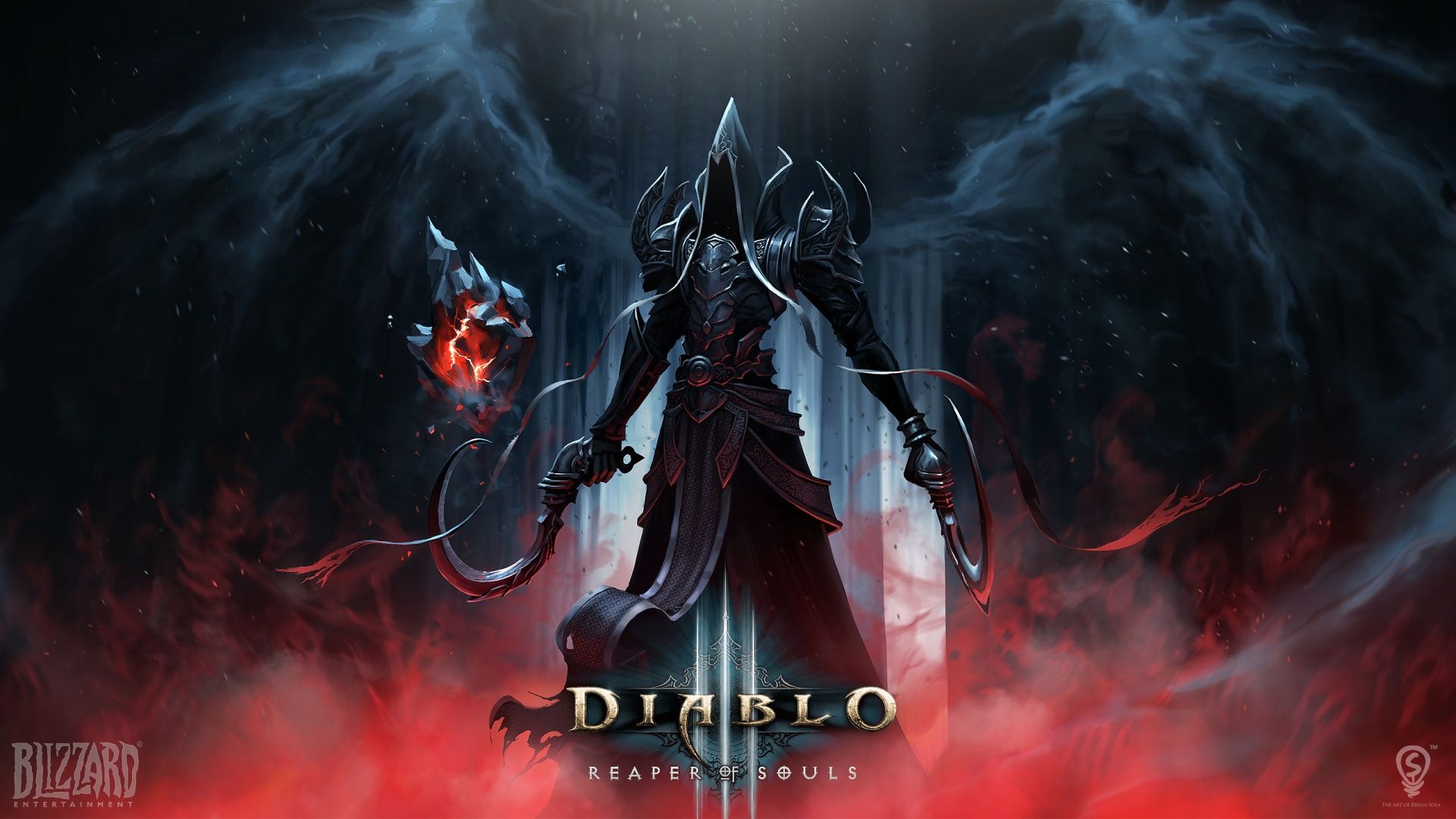 Malthael, Diablo III: Reaper of Souls, Blizzard, Logo, Roter Nebel, Full HD, Breitbild-Hintergrundbild