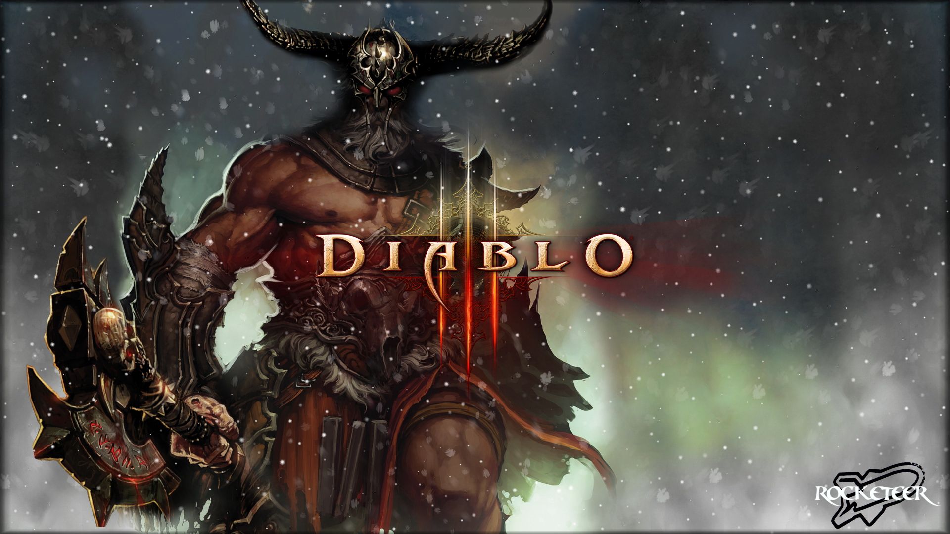 Diablo III, Barbar, Hörnerhelm, Schnee, Krieger, Full HD, Desktop-Hintergrund für Windows