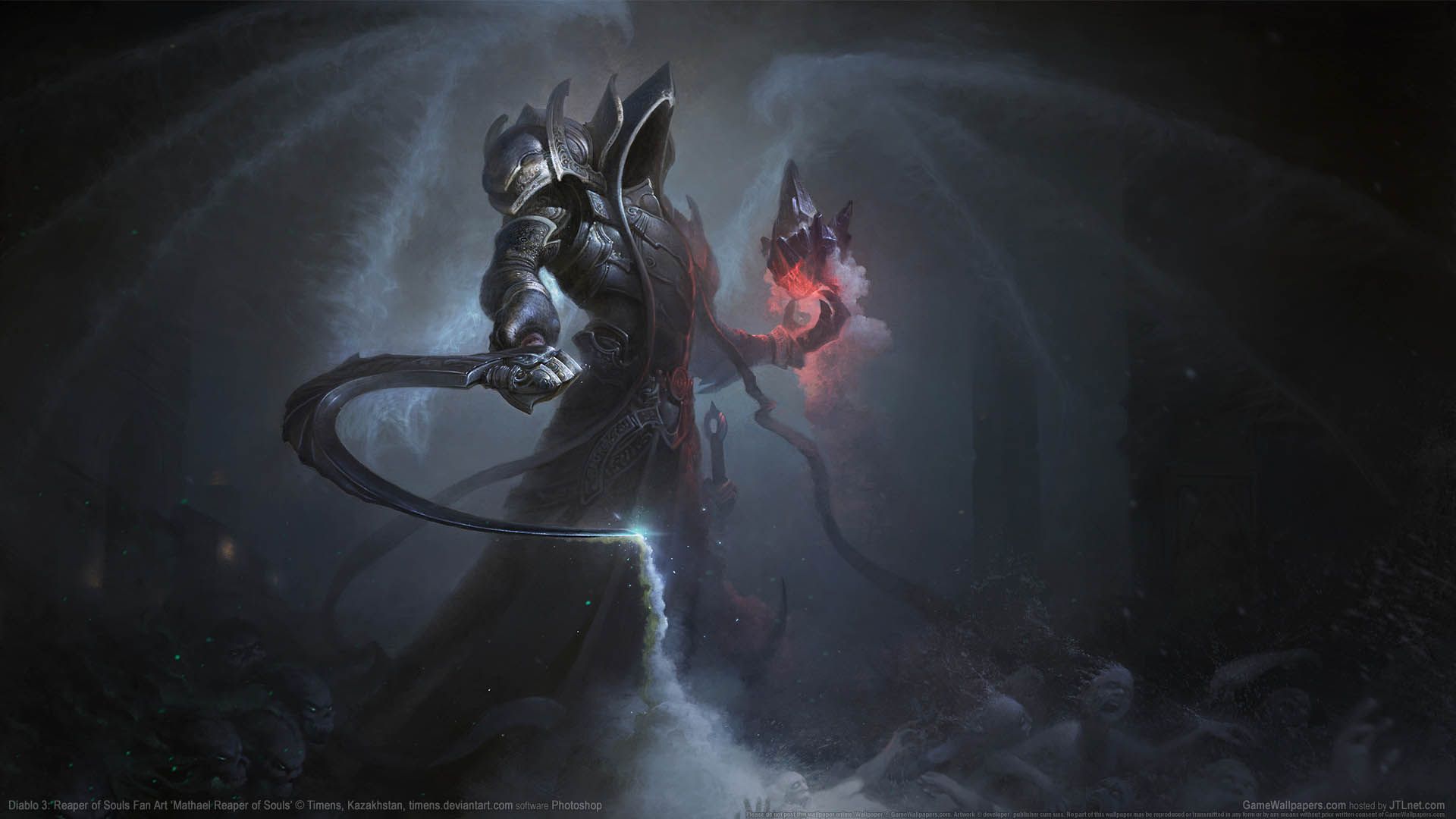 Malthael, Diablo III: Reaper of Souls, Sensen, Dunkel, Rauch, Full HD, PC-Hintergrundbild