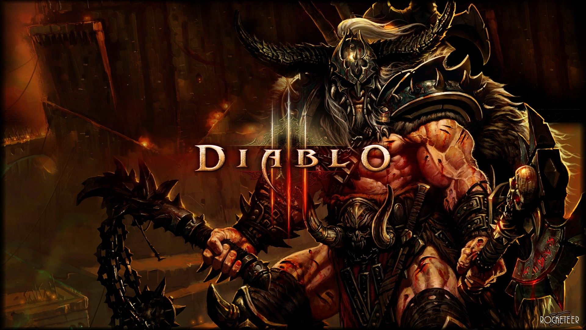 Diablo III, Barbar, Logo, Kette, Krieger, Full HD 1080p, Desktop-Hintergrundbild