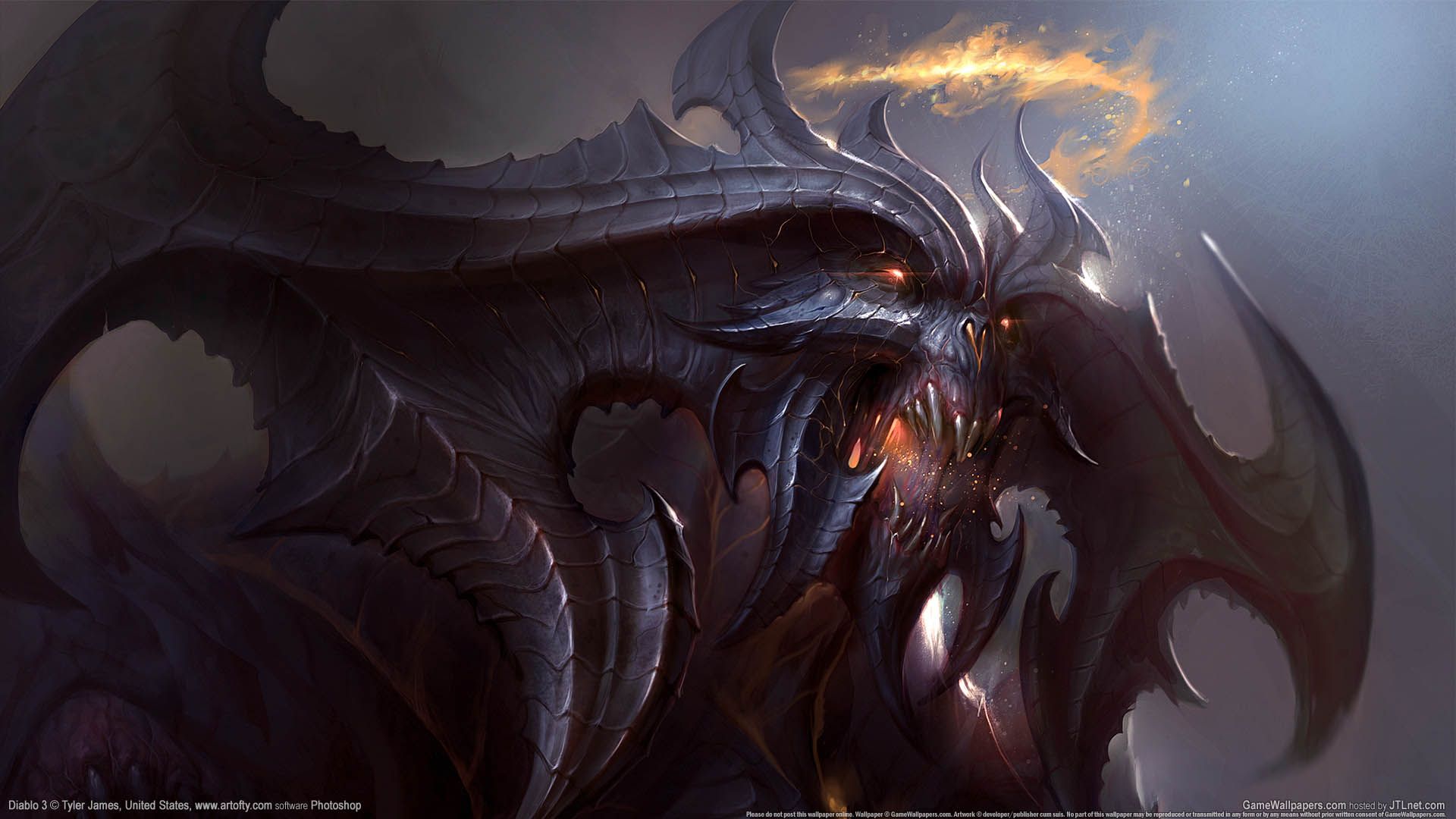 Diablo III, Dämon, Flügel, Hörner, Fantasy-Kunst, 1920x1080, Full-HD-Hintergrundbild für PC