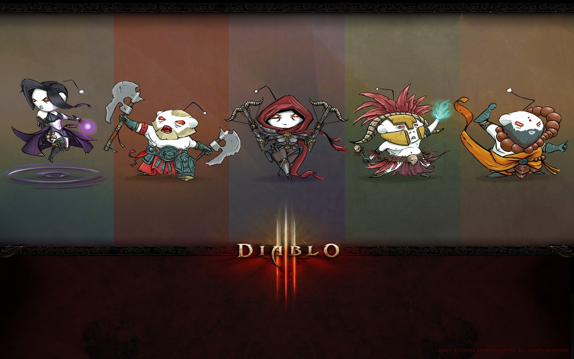 Diablo III, Chibi, Heldenklassen, Logo, Niedlich, 16:10, Full-HD-Hintergrundbild für den Desktop