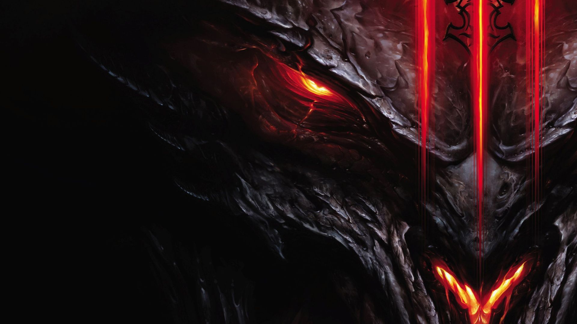 Diablo, Diablo III, Dämonengesicht, Glühende Augen, Dunkelrot, Full HD, Laptop-Hintergrundbild