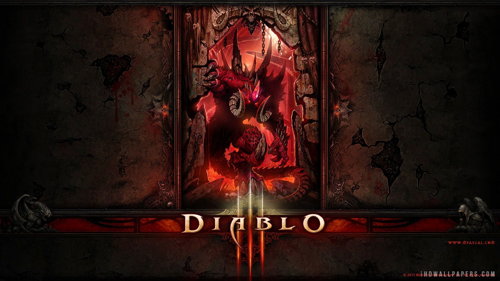 Diablo III, Logo, Dämon, Tor, Rot-Schwarz, 1920x1080, Full-HD-Hintergrundbild für PC