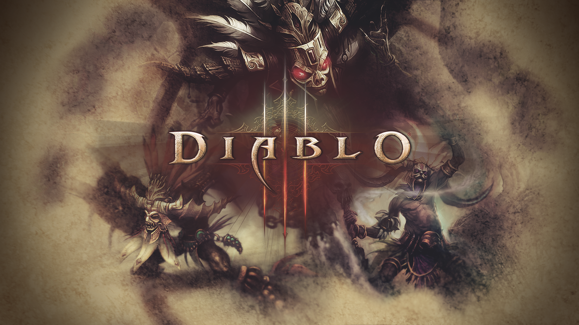 Diablo III, Logo, Skizze, Dämonen, Pergament, Full HD 1080p, Desktop-Hintergrundbild