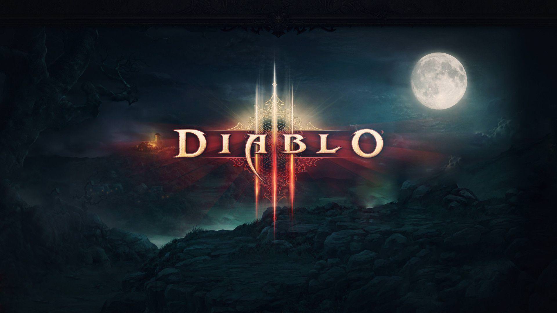 Diablo III, Logo, Vollmond, Nacht, Grün, 16:9, Full-HD-Hintergrundbild für den Desktop