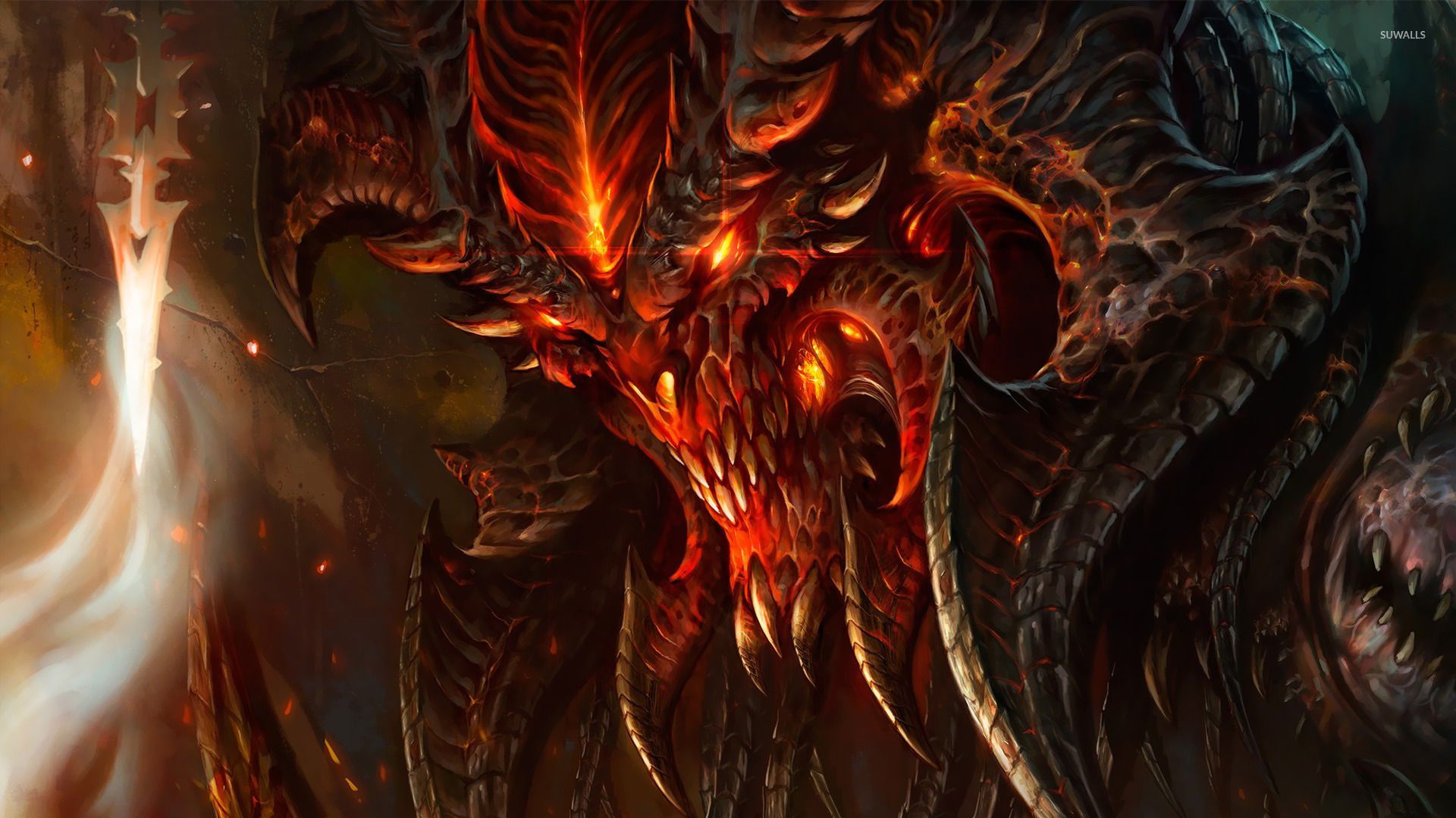 Diablo, Diablo III, Dämon, Feuer, Hörner, Full HD 1080p, Desktop-Hintergrundbild