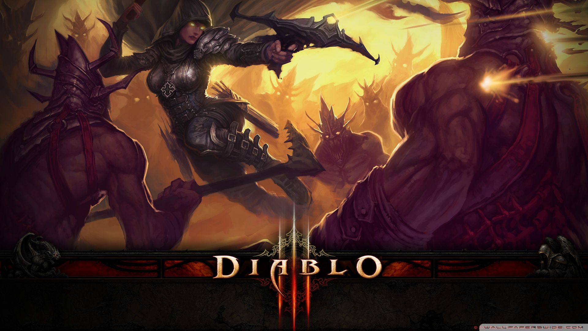 Diablo III, Dämonenjägerin, Armbrust, Dämonen, Logo, 1920x1080, Full-HD-Hintergrundbild für PC