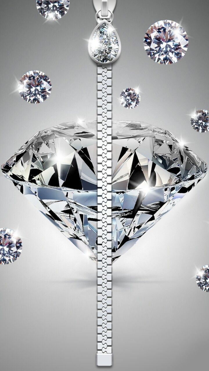 Diamant, Reißverschluss, Silber, 3D, Hochformat, Hintergrundbild für iPhone und Android