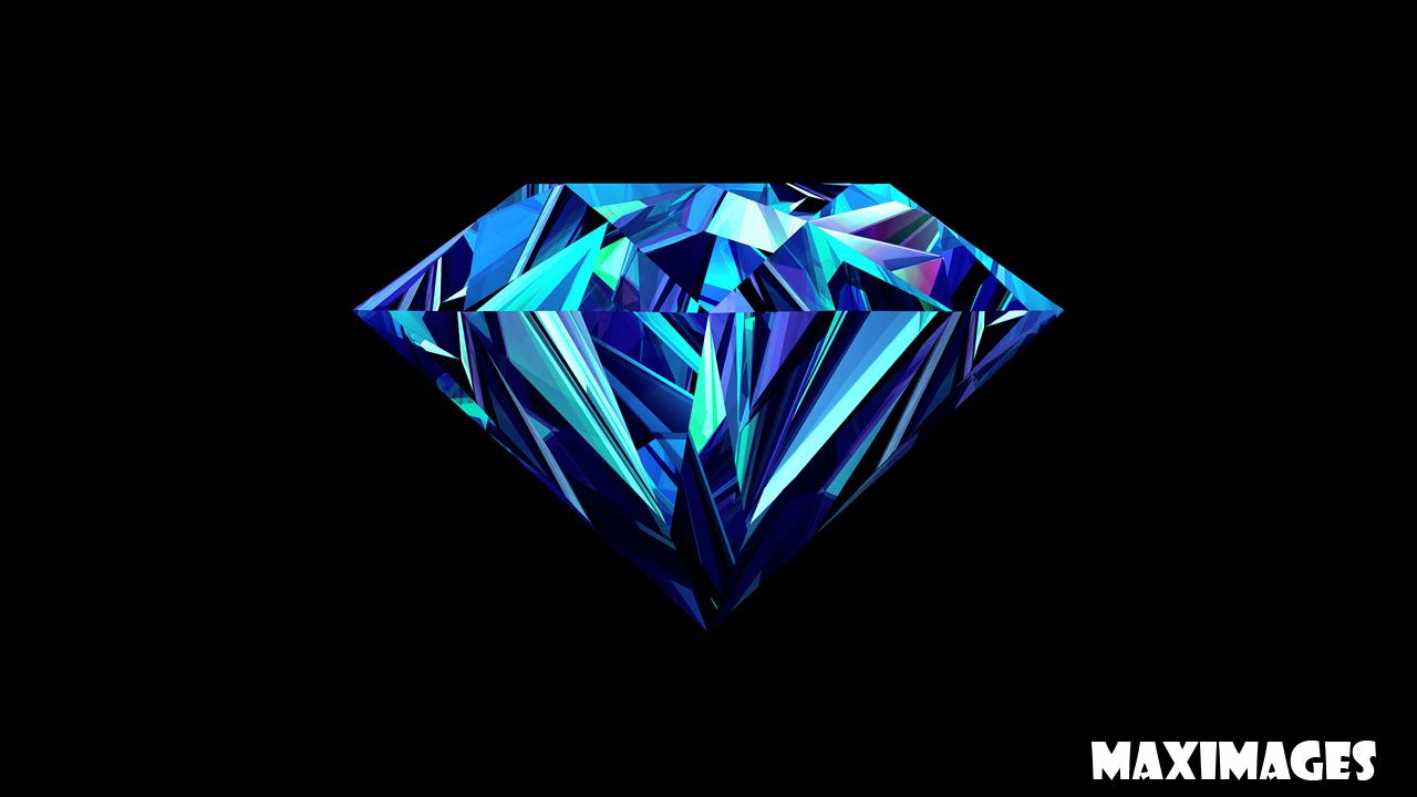 Diamant, Low Poly, Blau, Schwarzer Hintergrund, Grafik, HD Wallpaper
