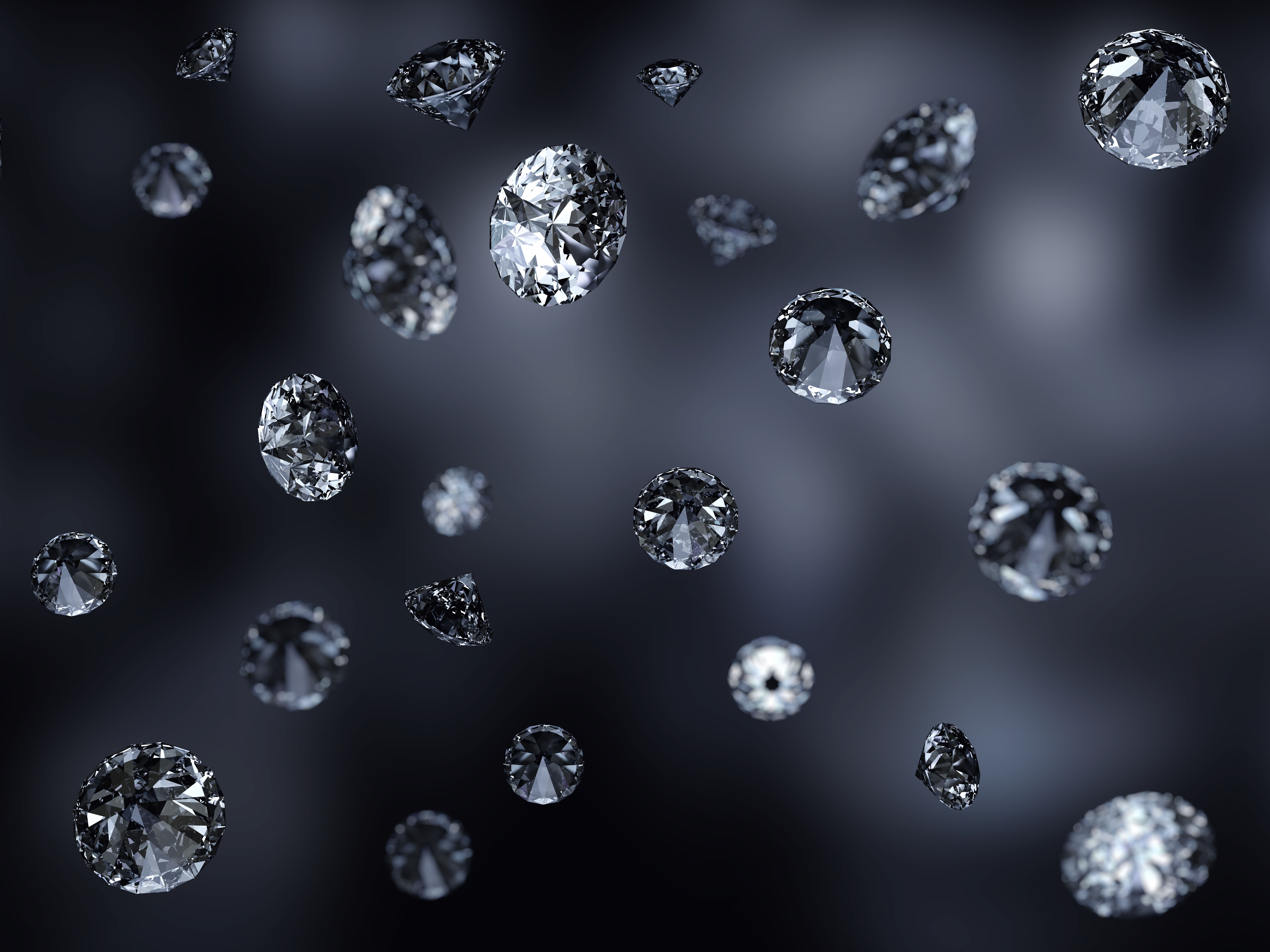 Diamanten, Schweben, Grau, Bokeh, 3D, 8K, iPad-Hintergrundbild